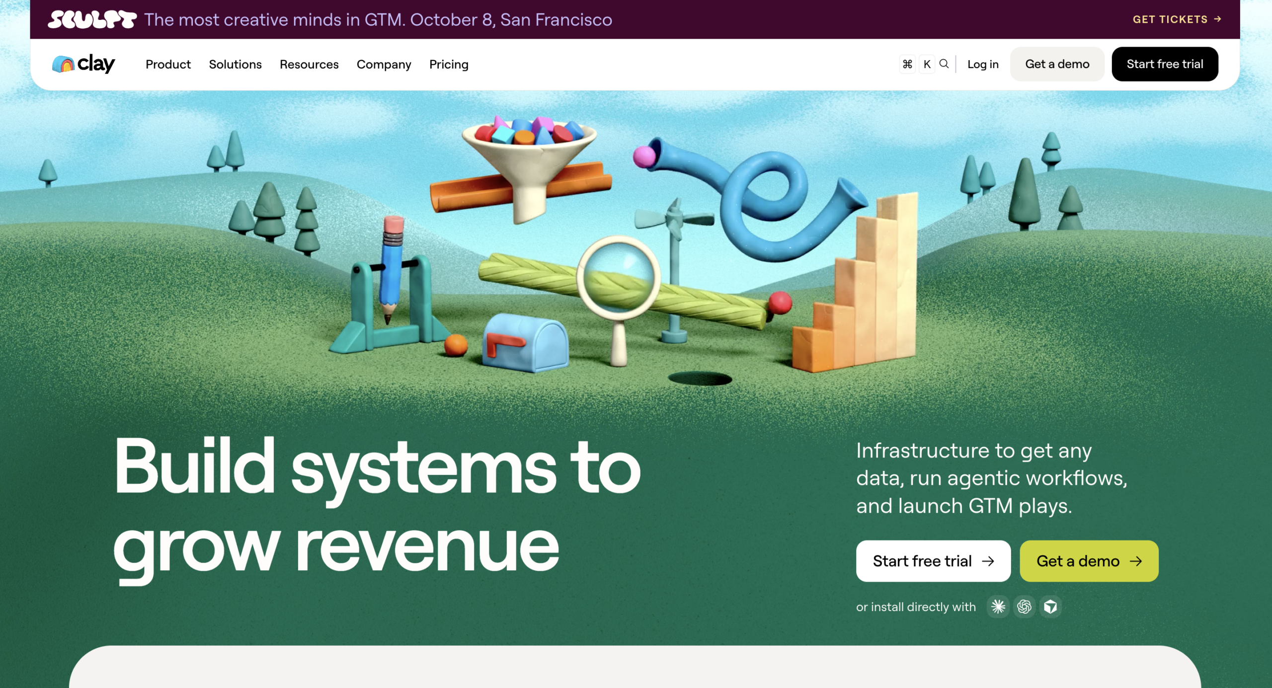 10 Best AI Lead Generation Tools for B2B Sales in 2026 13 Clay website homepage featuring its GTM workflow optimization and data enrichment tool